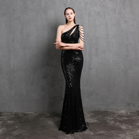 18519-S # Nouvelle robe de soirée asymétrique pour femmes, jupe en queue de poisson à paillettes, robe grande taille pour femmes