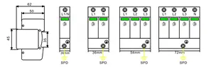 CE 서프레서 드 피코 AC SPD 275v 385V T2 2P 3P 서지 보호 장치 DPS 서지 보호 장치 SPD