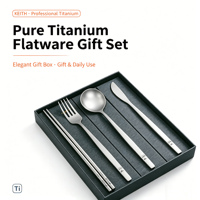 Ensemble de couverts en titane pur, coffret cadeau de vaisselle occidentale pour la maison, le restaurant, le camping
