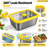 Boîte à lunch en acier inoxydable avec couvercle en verre, boîte bento PVD, compatible four, écologique, logo personnalisé, préparation de repas pour adultes, école, pique-nique