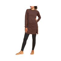 Burkini musulman traditionnel à col rond de qualité supérieure pour les femmes islamique deux pièces burkini maillot de bain de couleur unie
