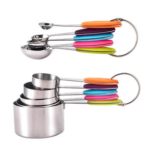 Ensemble de tasses et cuillères à mesurer en acier inoxydable avec poignées colorées pour la pâtisserie, le café et l'utilisation en cuisine - Product Image 4