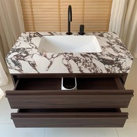 Hot Sale Waschtische Schrank Sperrholz Badezimmer Eck schrank Lila Schiefer Schrank mit Keramik unter Waschbecken