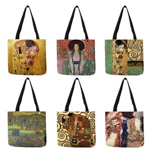 Bolsos de Mano Personalizados con Pintura al Óleo de Lágrimas sobre Tela de Lino para Mujer, Bolso de Moda para Mujer de Gustav <span class=keywords><strong>Klimt</strong></span>, Bolsos de Compras de Gran Capacidad - Product Image 5