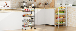 5-Layer Heavy Duty Stainless Steel <b>Pull</b>-Out Storage <b>Cart</b> Adjustable Wire Shelving for Efficient Kitchen Organization - Product Image 6