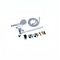Ensemble de bidet rotatif avec tuyau allongé, robinet de douche à valve céramique, barre coulissante murale, jet de pluie, finition chromée, robinet de baignoire
