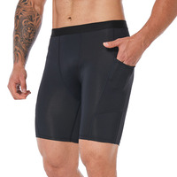Herensportkleding compressie hardloopshorts met zijzak voor telefoon