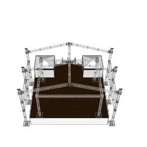 Fût de scène de Concert d'extérieur en aluminium avec système à toit plat, 2 pièces