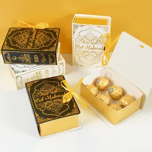 새로운 책 모양 Eid 무바라크 초콜릿 사탕 상자 라마단 장식 선물 포장 상자 2024 이슬람 이슬람 축제 파티 용품