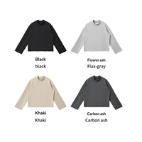Pull en coton pour homme 2026 |   Haut court ample transfrontalier à col rond et manches longues en tissu éponge 350G, couleur unie, pour l'automne
