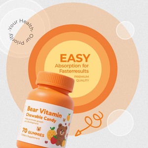 Gommes vitaminées petit ours pour enfants vitamines composées C D3 pour les adolescents soutien immunitaire et promotion de la croissance dosage de bonbons gommeux - Product Image 6