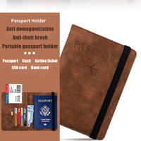 Portefeuille de passeport personnalisé avec logo, en cuir PU, plusieurs emplacements pour cartes, sangle élastique, organiseur de documents de voyage, porte-passeport pour cadeau d'affaires