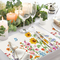 Ensemble de 4 sets de table en tissu floral printanier, 12x18 pouces, tournesols, pour la cuisine, la salle à manger, la décoration d'hôtel, de maison ou de fête