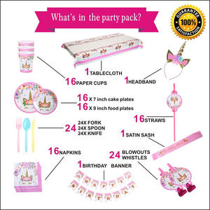 Vaisselle de fête d'anniversaire sur le thème de la <span class=keywords><strong>licorne</strong></span> Nicro pour bébé fille, décorations de <span class=keywords><strong>table</strong></span>, fournitures pour filles avec vaisselle jetable et couverts - Product Image 2