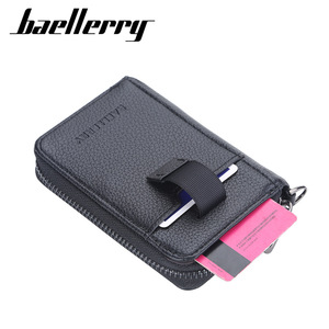 กระเป๋าสตางค์ผู้ชาย Baellerry ช่องใส่บัตรหลายช่อง ซิปหนัง PU สีดำ สีน้ำตาลกาแฟ สีพื้น ลายนูน ใช้ได้ทุกวัน - Product Image 1
