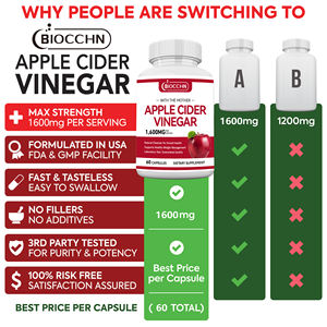 OEM Biologische Veganistische Appelazijn <span class=keywords><strong>Capsules</strong></span> met Moeder – Ondersteuning van de Immuniteit, Spijsvertering & Gewichtsbeheersing voor Volwassenen - Product Image 5