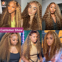 Perruque Cheveux Humains Ombrés Marron Pas Chère, Ondulée Profonde, Sans Colle, Perruque Frontale HD 13x6, Perruque Bouclée Indienne Naturelle, Fournisseur