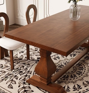 Ensemble <span class=keywords><strong>de</strong></span> table à manger rectangulaire américaine vintage et moderne Style rustique en <span class=keywords><strong>bois</strong></span> massif Grande <span class=keywords><strong>planche</strong></span> Mobilier <span class=keywords><strong>de</strong></span> maison pour appartement - Product Image 6