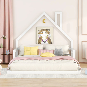 White <b>House</b> Shaped Childrens <b>Bed</b> With Storage For Kids Bedroom Durable Framework Design - Product Image 4