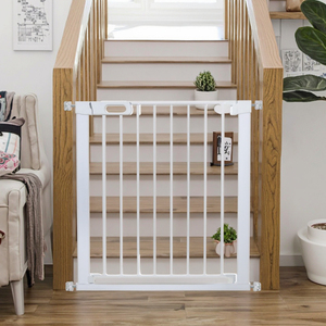 Barrière de sécurité pour bébé avec <span class=keywords><strong>porte</strong></span> pour chat réglable, sans perçage, fixation par pression, pour escaliers et ouvertures, fermeture automatique - Product Image 4