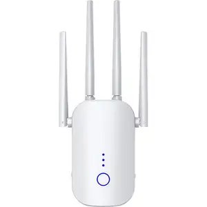 WiFi Booster, WiFi Booster 2022, WiFi Range Extender 300Mbps, Wireless  Signal Repeater Booster 2.4 & 5GHz Dual Band 4 Antennas 360° Full Coverage