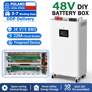 EU Stock Metal Enclosure Vertical JK V19 200A BMS 48V 51.2V <b>Diy</b> Lifepo4 Battery <b>Kit</b> Case with Wheels for Power Backup Battery - Product Image 1