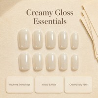 T1741 Kaixin – Faux ongles à presser couleur ivoire crémeux, finition arrondie en acrylique, pour fêtes et événements – Vente chaude