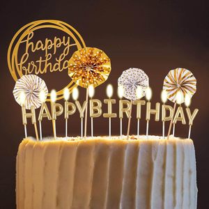 Juego de Velas de Cumpleaños, Decoración para Pastel con Velas, Confeti, Globos, Estrellas y Adornos de Abanico para Fiesta de Cumpleaños (Dorado) - Product Image 5