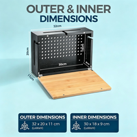 Boîte de gestion des câbles en bambou avec couvercle magnétique - Organisateur de câbles durable pour dissimuler les cordons et les multiprises - Montable au mur