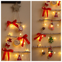 Décoration murale de Noël, ornements lumineux pour arbre de Noël, pendentifs, cônes de pin et rotin