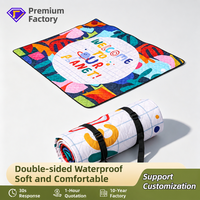 Tapis de pique-nique ultrasonique antidérapant d'extérieur, portable, en nylon épaissi, imperméable, résistant à l'humidité, à thème de dessin animé, pour la plage et le camping