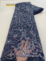 Soirée brodée paillettes dentelle tissus pour robe de mariée perlé coloré paillettes prix usine africain Tulle dentelle bleu fête