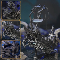 Rompecabezas Metálico 3D Piececool Barco Fantasma, Kit de Modelo para Armar, Set de Construcción del Barco Pirata Holandés Volador para Adultos