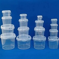 Op maat gemaakte fabrieksverpakkingen van 300ml, 500ml, 750ml en 1L PP plastic voedsel emmers met deksel en handvat voor fruit, dranken, ijs en voedsel opslag.