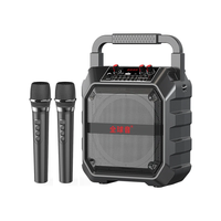 Enceinte Karaoké Portable BT 5.1 avec Poignée, Micros Sans Fil, 10W, Boombox 6.5 pouces, Haute Fidélité, Basses Puissantes, pour Fêtes Intérieures et Extérieures, KTV