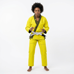 Conjunto de Kimono Amarillo Personalizado para BJJ con Cinturón Blanco, Gi de Jiu-Jitsu Duradero para Adultos, Artes Marciales - Product Image 1