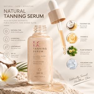 Suero Bronceador Natural Lance OEM, Rico en Extractos Vegetales, Aceite de Coco, Vitamina E, SPF 15, Gotas Bronceadoras para un Brillo Saludable con Efecto Solado - Product Image 1