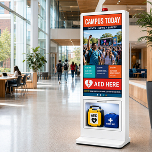 Kiosque Défibrillateur AED avec Trousse de Premiers Secours Intégrée, Armoire d'Urgence Intelligente, Écran Tactile HD 43 Pouces, Affichage Numérique, Système d'Exploitation Android - Product Image 3
