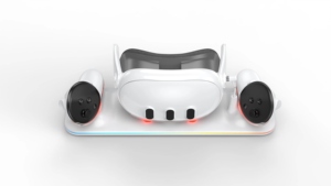 Meta Qst3用の2個の1200mAhバッテリーを備えた高品質VRヘッドセットコントローラー充電ドック - Product Image 3