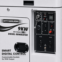 Générateur diesel super silencieux 9 kW à démarrage électrique avec 4 roues, station d'alimentation insonorisée pour événements extérieurs et camping-cars