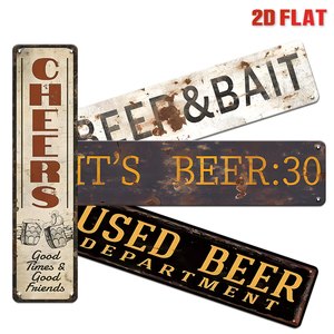 Ensemble de panneaux métalliques longs vintage sur le thème de la bière, décoration murale rétro pour bar à domicile ou cave des hommes - Product Image 1