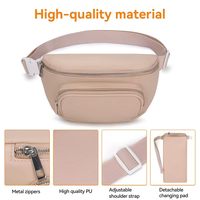 Sac banane tendance et spacieux en PU imperméable avec logo, idéal pour maman et bébé, compagnon portable avec fermeture éclair