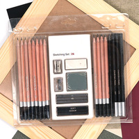 Ensemble professionnel de crayons à dessin et à croquis en métal KAMEI de 26 pièces avec accessoires, crayons à fusain et pastel