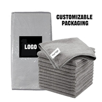 Serviettes en microfibre personnalisées avec logo imprimé, 30*30cm, vente en gros, douces, absorbantes, réutilisables, chiffons de nettoyage en microfibre pour l'entretien automobile et la maison