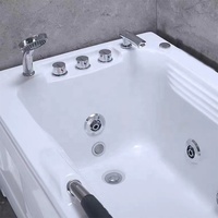 Baignoire de massage rectangulaire thermostatique à double accoudoir pour intérieur, bain à remous pour adultes, baignoire de trempage à eau chaude