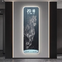 Horloge de table LCD en porcelaine cristalline abstraite Art Déco avec cheval, lumière LED, idéale pour mariage, hall d'entrée, salon, maison