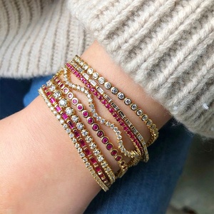 14/18K Plaqué <span class=keywords><strong>Or</strong></span> Vermeil 925 Sterling Silver CZ Lab Diamond Moissanite Fine Jewelry Twisted Wave Tennis Bangle <span class=keywords><strong>Bracelet</strong></span> Femme - Product Image 3