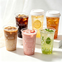Voedselveilige transparante plastic bekers met aangepaste branding, PET-koude drankenverpakkingen, wegwerp smoothie-, milkshake-, fruitthee- en drankenbekers