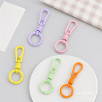 Porte-clés couleur bonbon avec mousqueton, crochet et anneau rond à ressort, clip pivotant pour breloque de sac et accessoires de porte-clés