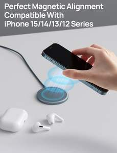 Chargeur sans fil magnétique bleu Port Type-C Compatible pour iPhone 16e/16/16 Plus/16 <span class=keywords><strong>Pro</strong></span>/16 <span class=keywords><strong>Pro</strong></span> <span class=keywords><strong>Max</strong></span>/15 <span class=keywords><strong>14</strong></span> 13 12 Série 15W <span class=keywords><strong>Sortie</strong></span> - Product Image 3